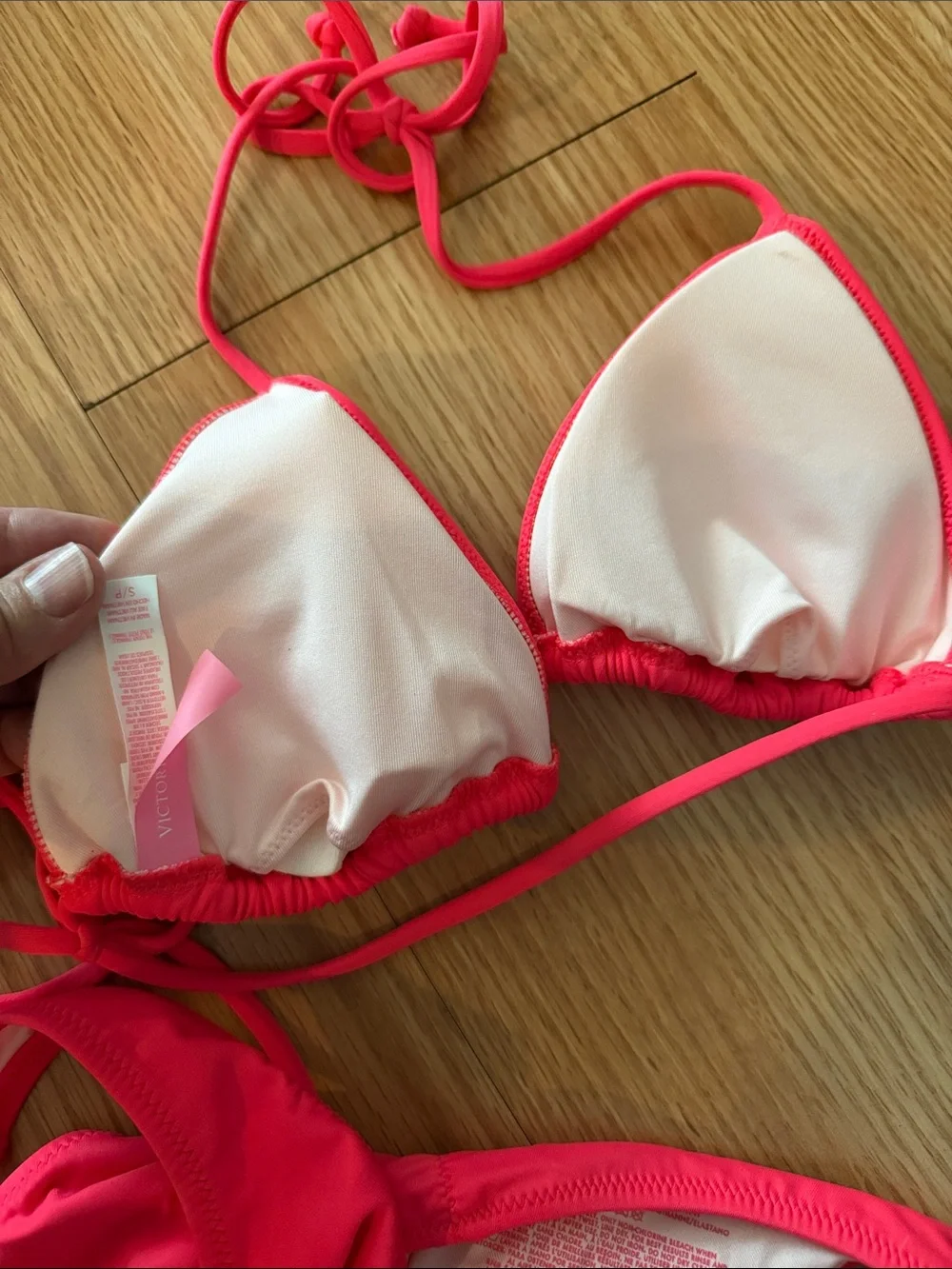 Victoria secrets Women’s Neon Pink Triangle String Bikini Set